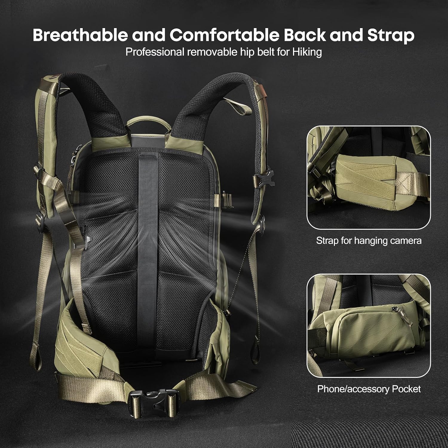 Camera Backpack Waterproof Bag Professional Travel Photography Bag Large for DSLR SLR Mirrorless Camera with Tripod