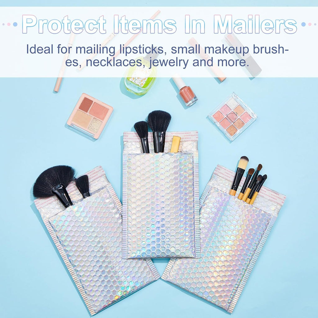 60 Pcs 6 x 9.5 Inch Holographic Bubble Mailers, Usable Size 5" x 8"