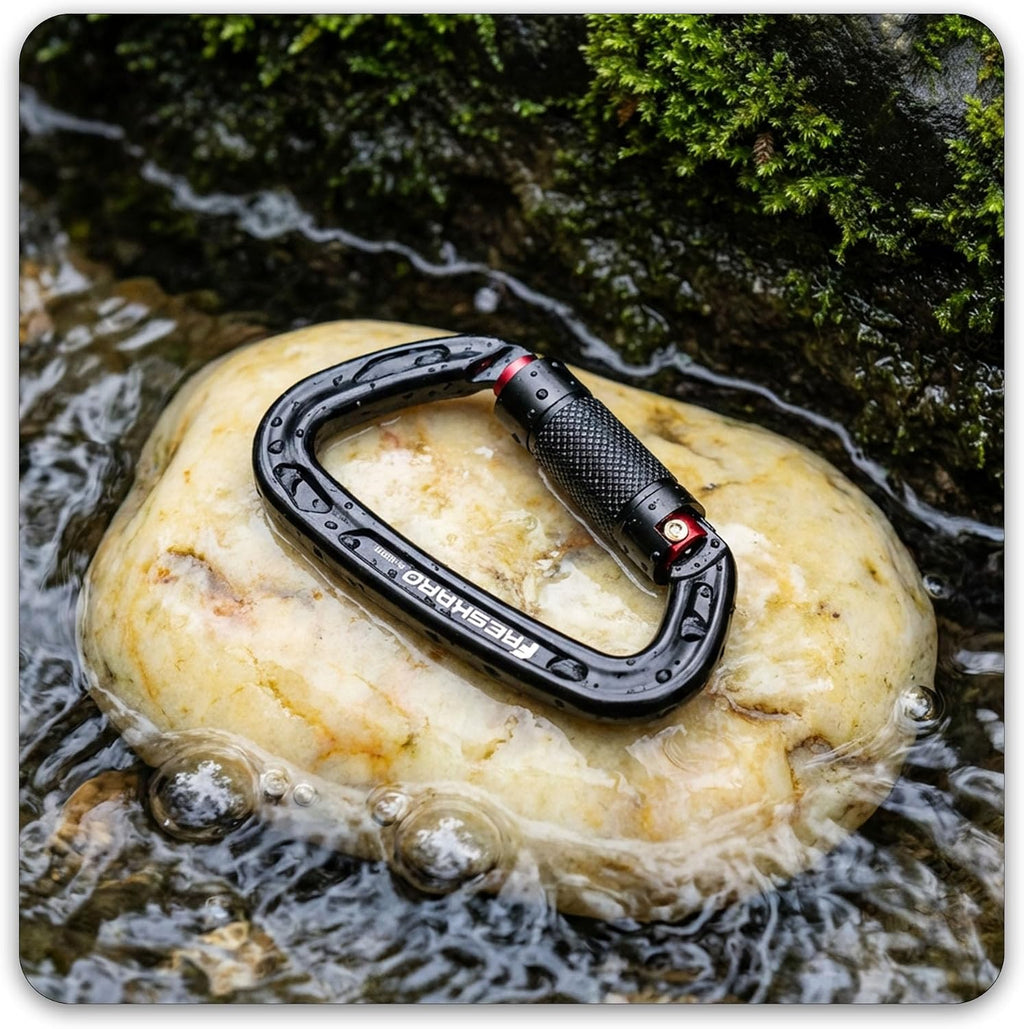 UIAA Certified 25KN Auto Locking Climbing Carabiner Clips, Twist Lock, and Heavy Duty Carabiners for Rock Climbing