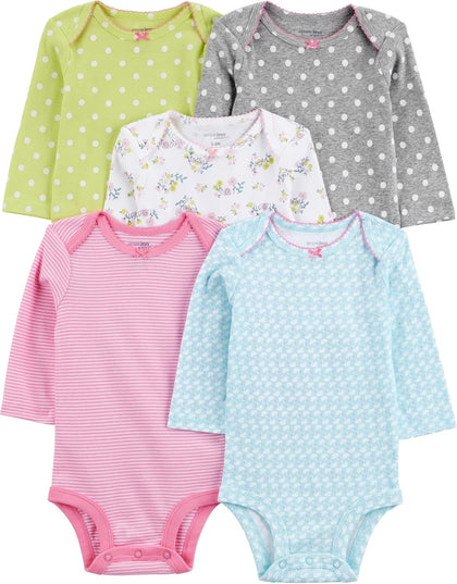 Baby Girls 5-pack Long-sleeve Bodysuit