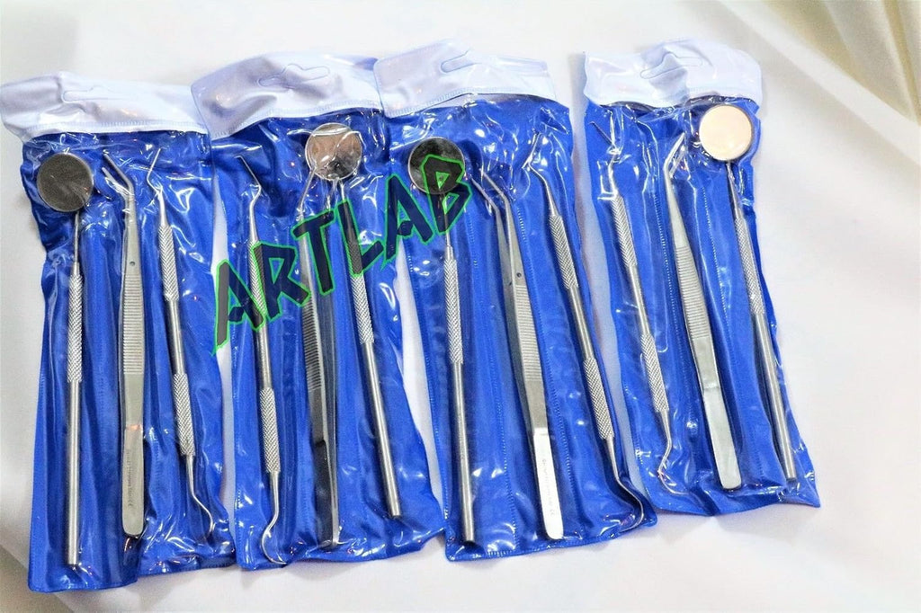5 German Basic Dental Sets Explorer Probe Plus Dental Mirror Plus College Cotton PLIER CYNAMED