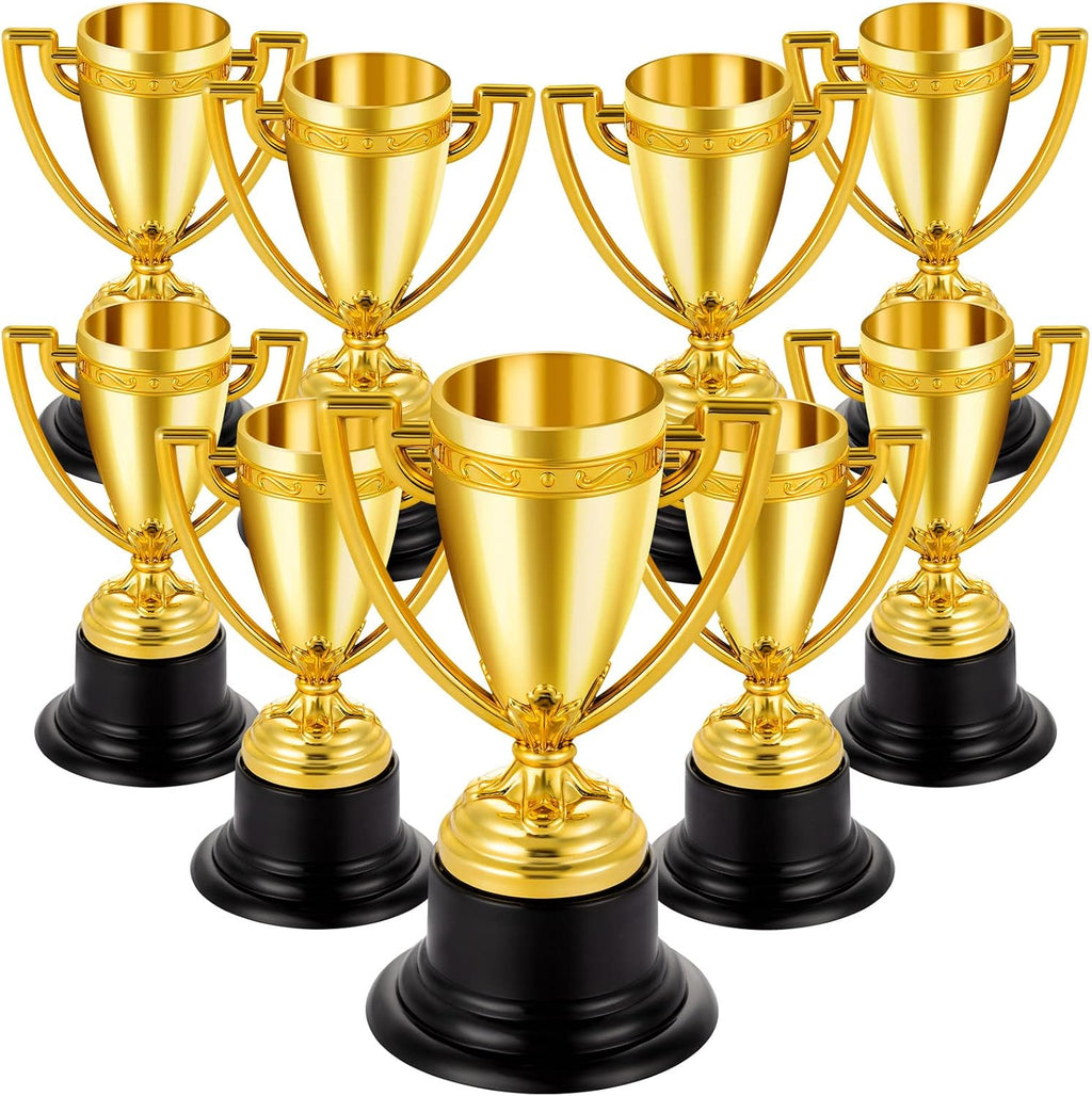 Mini Trophies Bulk for Kids, 9Pcs Plastic Gold Small Trophy Cups, Golden Award Trophy Cups for Classroom School