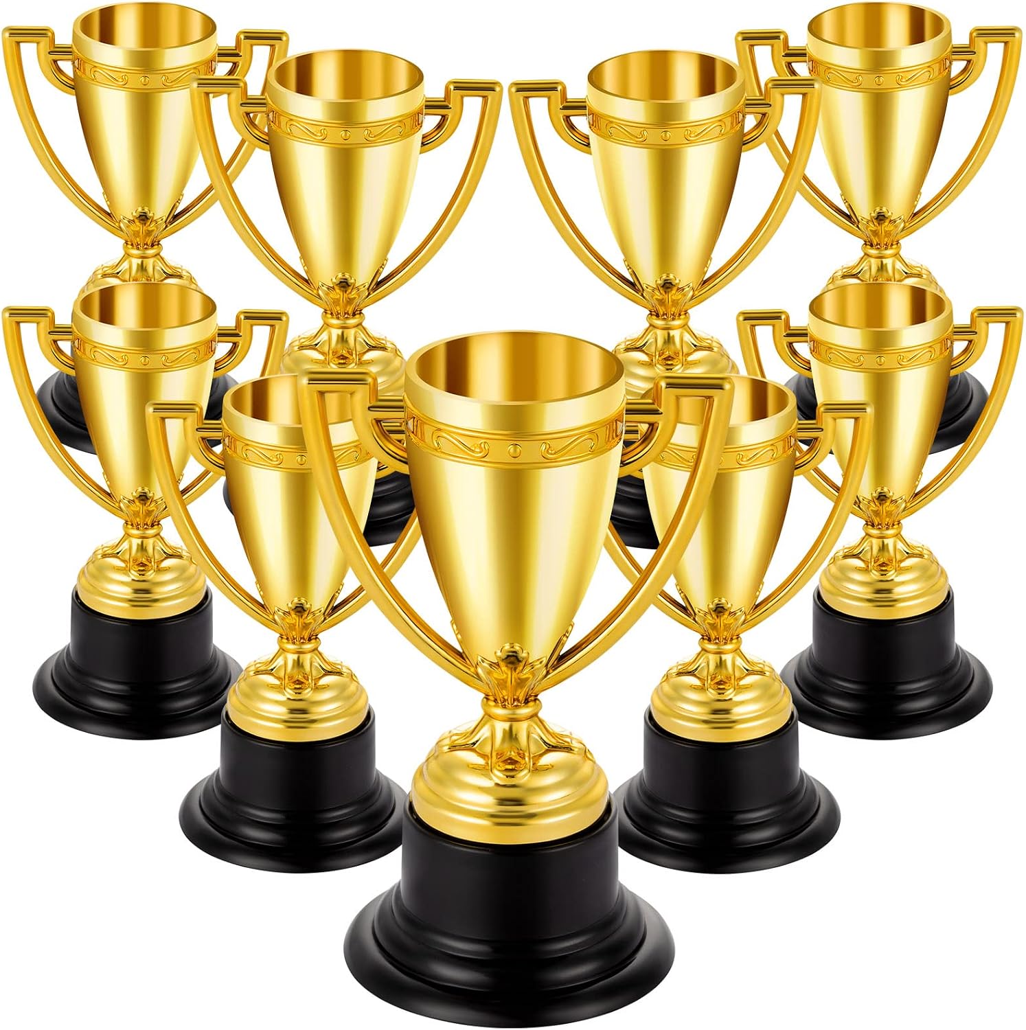 Mini Trophies Bulk for Kids, 9Pcs Plastic Gold Small Trophy Cups, Golden Award Trophy Cups for Classroom School
