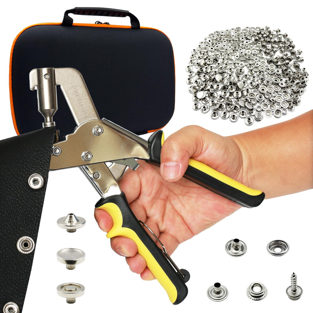 Snap Button Kit with Case, 100 Sets 15mm Stainless Steel Snaps