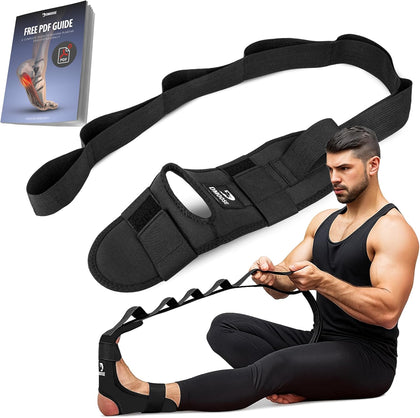 Foot & Calf Stretcher with Adjustable Padded Stretching Strap for Plantar Fasciitis, Hamstring, Heel Spurs and