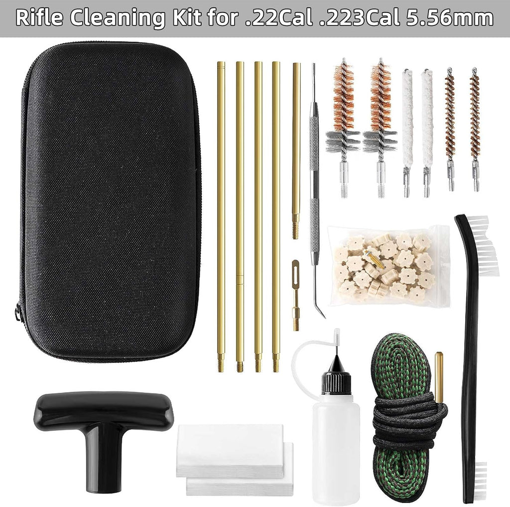 Universal Gun Cleaning Kit for .22 .223Cal 5.56mm .22LR Rifle Pistol, Bore Chamber Brush,Bore Mop,Gun Snake,Star