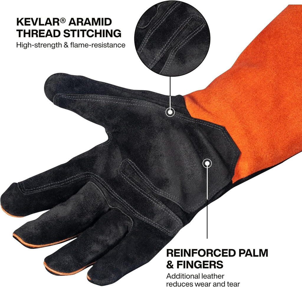 KLEIN TOOLS MIG Welding Gloves, Split Cowhide Leather, Flame-Resistant Fleece Liner, Reinforced Palm, Thumb, and