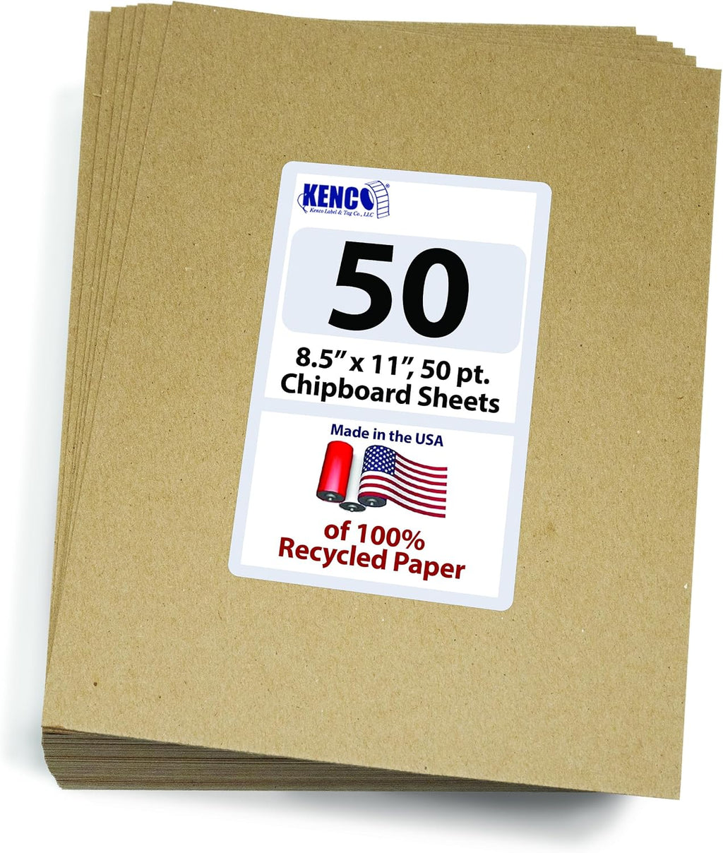 Chipboard Sheets 8.5" x 11" - 50 Sheets Per Pack Heavy Weight 50 Point Chip Board for Crafts and Backers -Great