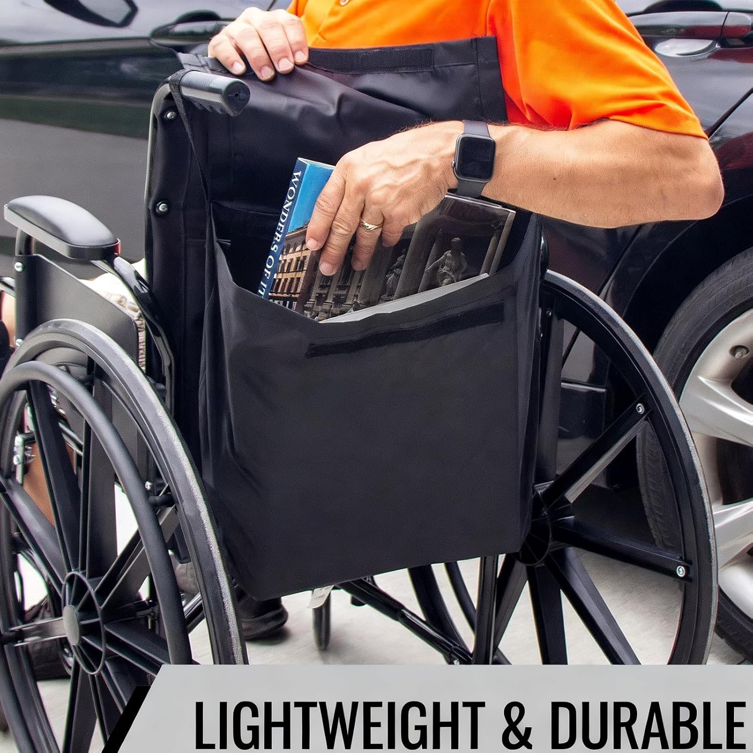 Large Wheelchair Bag to Hang on Back Wheelchair Accessories Adjustable Straps, Large Storage, Lightweight, Waterproof