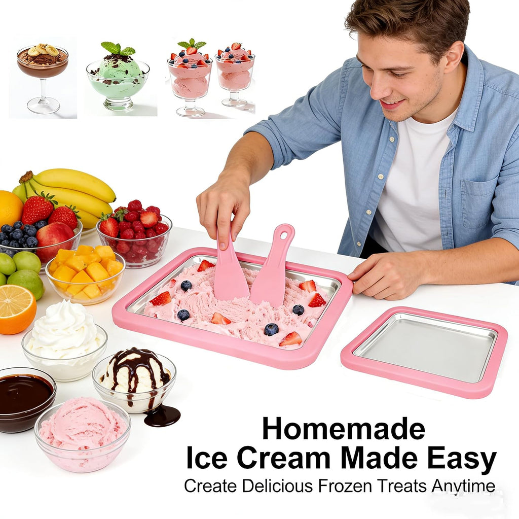 Rolled Ice Cream Maker,Instant Ice Cream Maker,Instant Gelato Pan/Roll,Food Grade SUS304 Stainless Steel Cool Plate