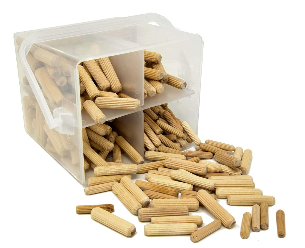 JN400D 400-Piece Fluted Dowel Pin Variety Bucket with 1/4, 5/16, and 3/8-inch Woodworking Dowels