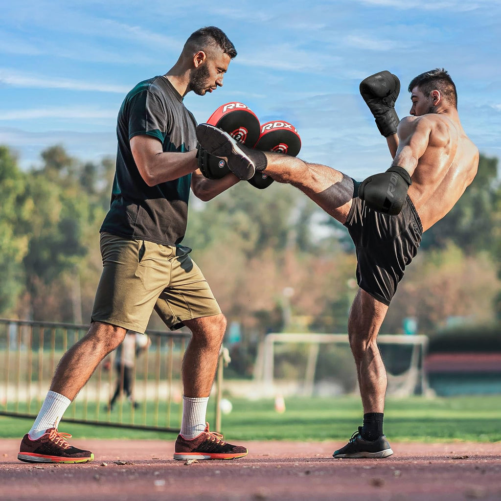 Boxing Pads Focus Mitts, Maya Hide Leather Curved Hook and Jab Target Hand Pads, Great for MMA, Kickboxing, Martial