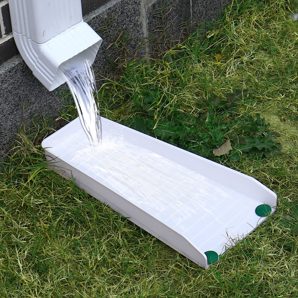 Rain-Gutter Downspout Splash Block, 4 Pack, White