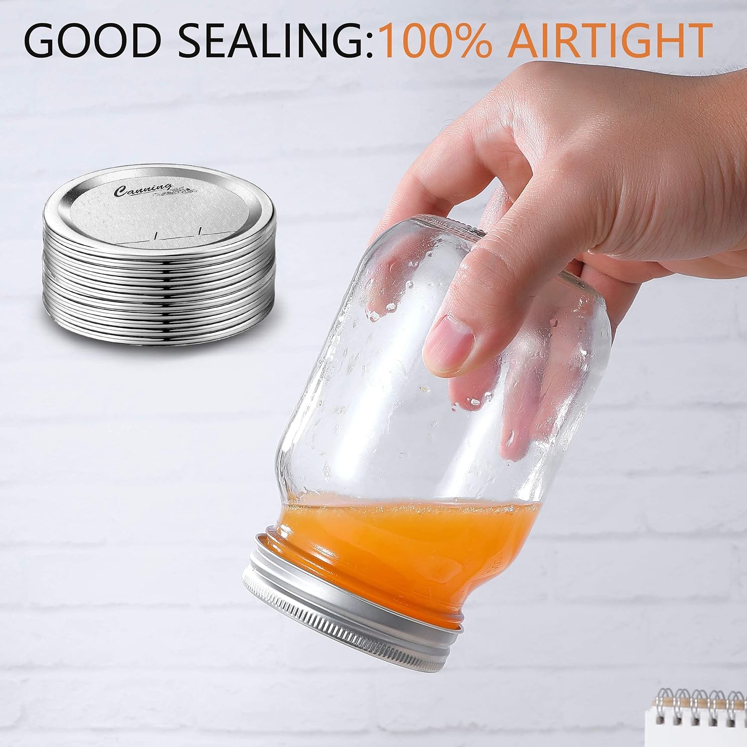 128-Count, Regular Mouth Canning Lids for Ball, Kerr Jars - Split-Type Metal Mason Jar Lids for Canning - Food Grade