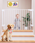 29.2–43" Baby Gate for Stairs, Hardware Mounted (Drill Required), Expandable No Bottom Bar Dog Gate, Auto Close Extra