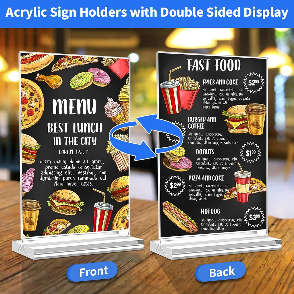 Acrylic Sign Holder 5x7，Vertical Display Stand，Double-sided Sign Holder | Clear Display Stand, Table Top Sign Holder