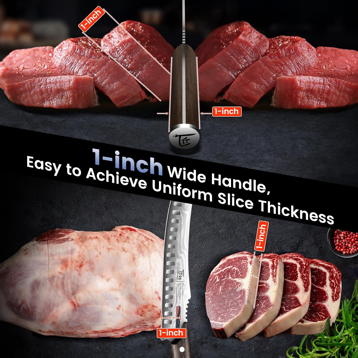 Butcher Knife Set, Cleaver, Breaking & Boning Knife for Meat & BBQ