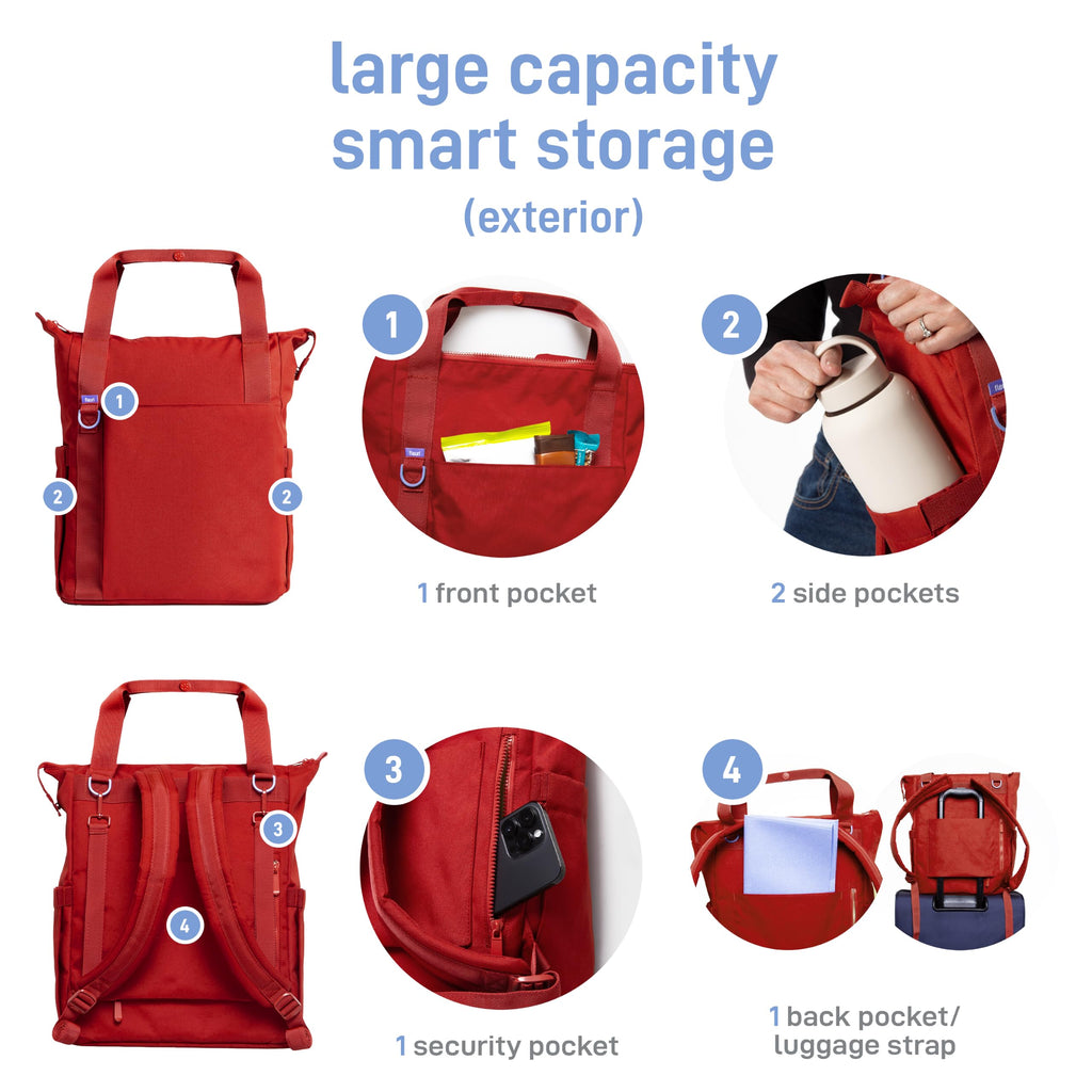 Fleuri All-Day Diaper Bag Backpack, Easy-Clean, Wild Poppy
