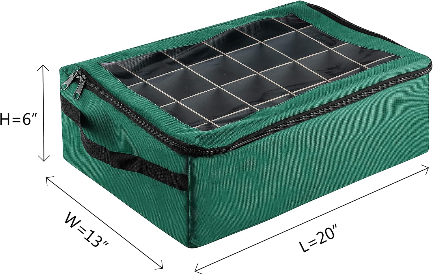 Ornament Storage Box - Zippered Organizer with 48 Individual Compartments and Dividers for Christmas Bulbs and