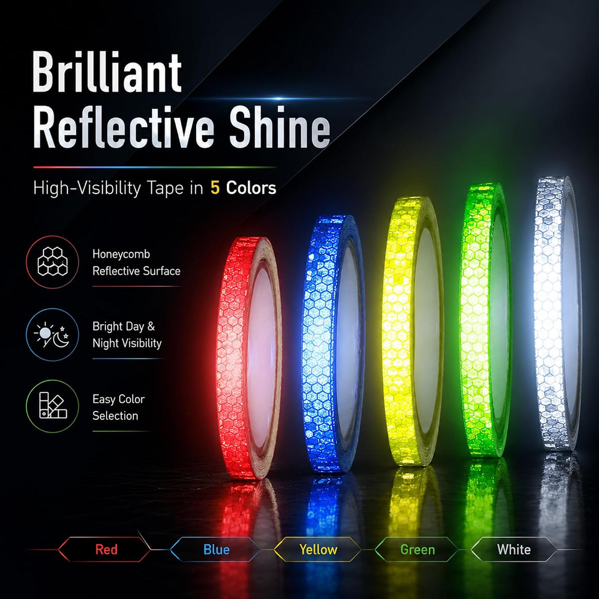 Reflective Tapes 5 Colors Night Safety Waterproof Warning Stickers