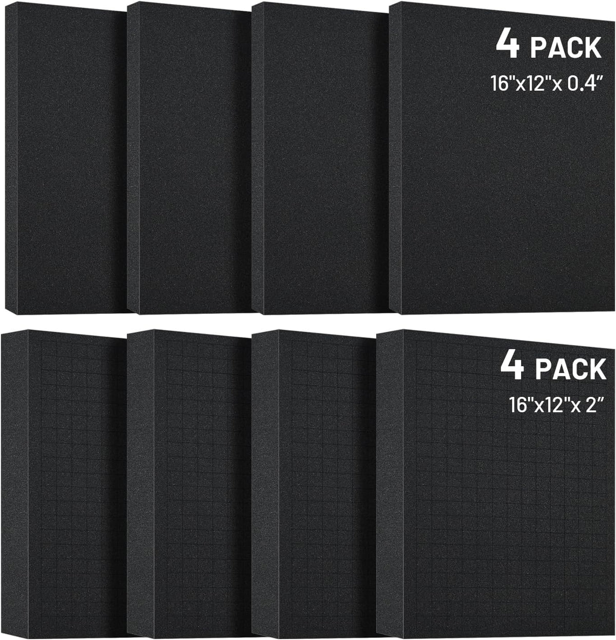 Dual-Thickness Case Foam Insert Kit 8PCS (4PCS 16x12x2" + 4PCS 16x12x0.4") - Pick and Pluck Protective Layer for Tool