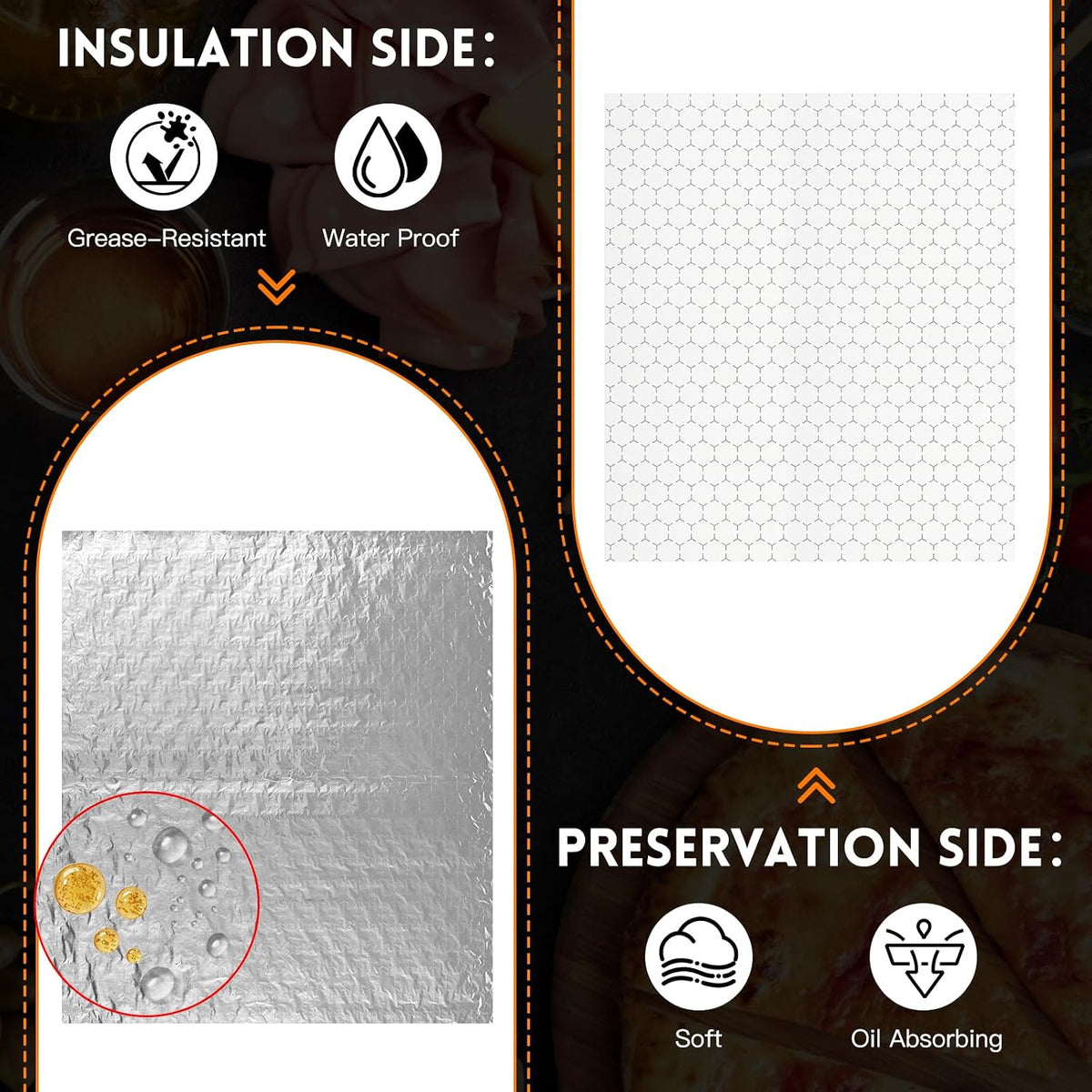 100 Pcs Insulated Aluminum Foil Sandwich Wrap Sheets, 14" x 16"
