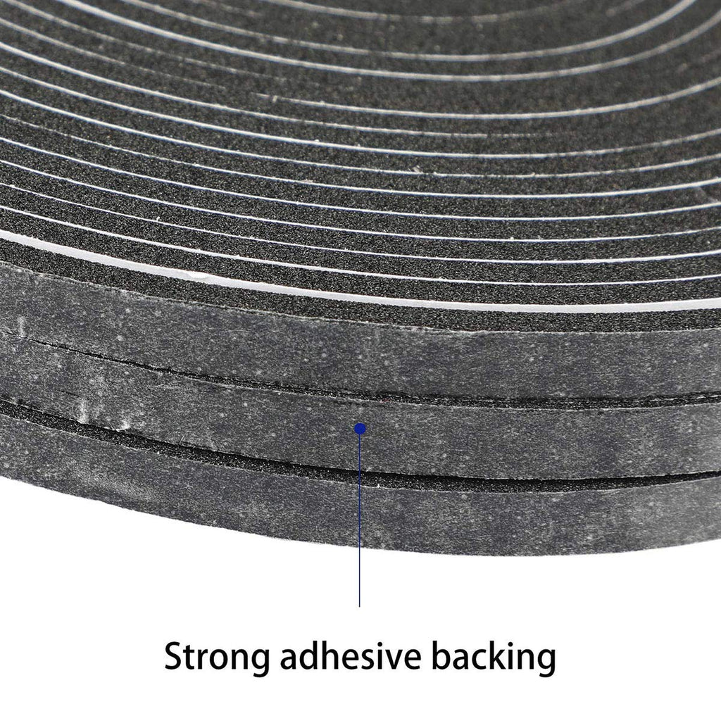 High Density Foam Tape Weather Stripping, 1/2" W x 1/2" T x 6.5Ft L, 2 Roll