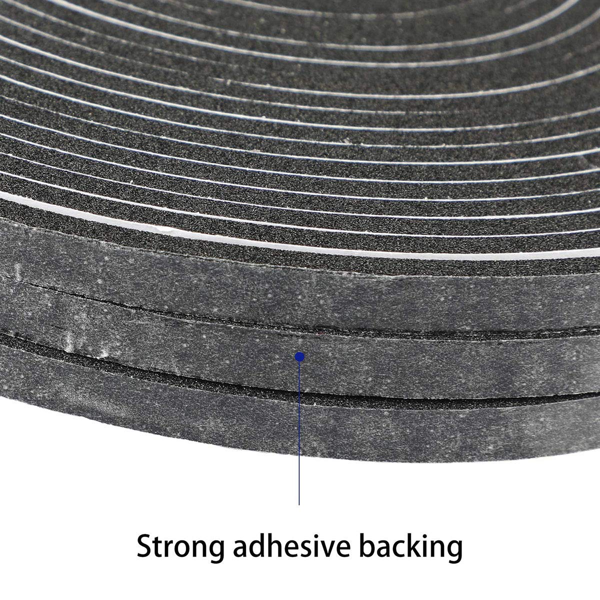 High Density Foam Tape Weather Stripping, 1/2" W x 1/2" T x 6.5Ft L, 2 Roll