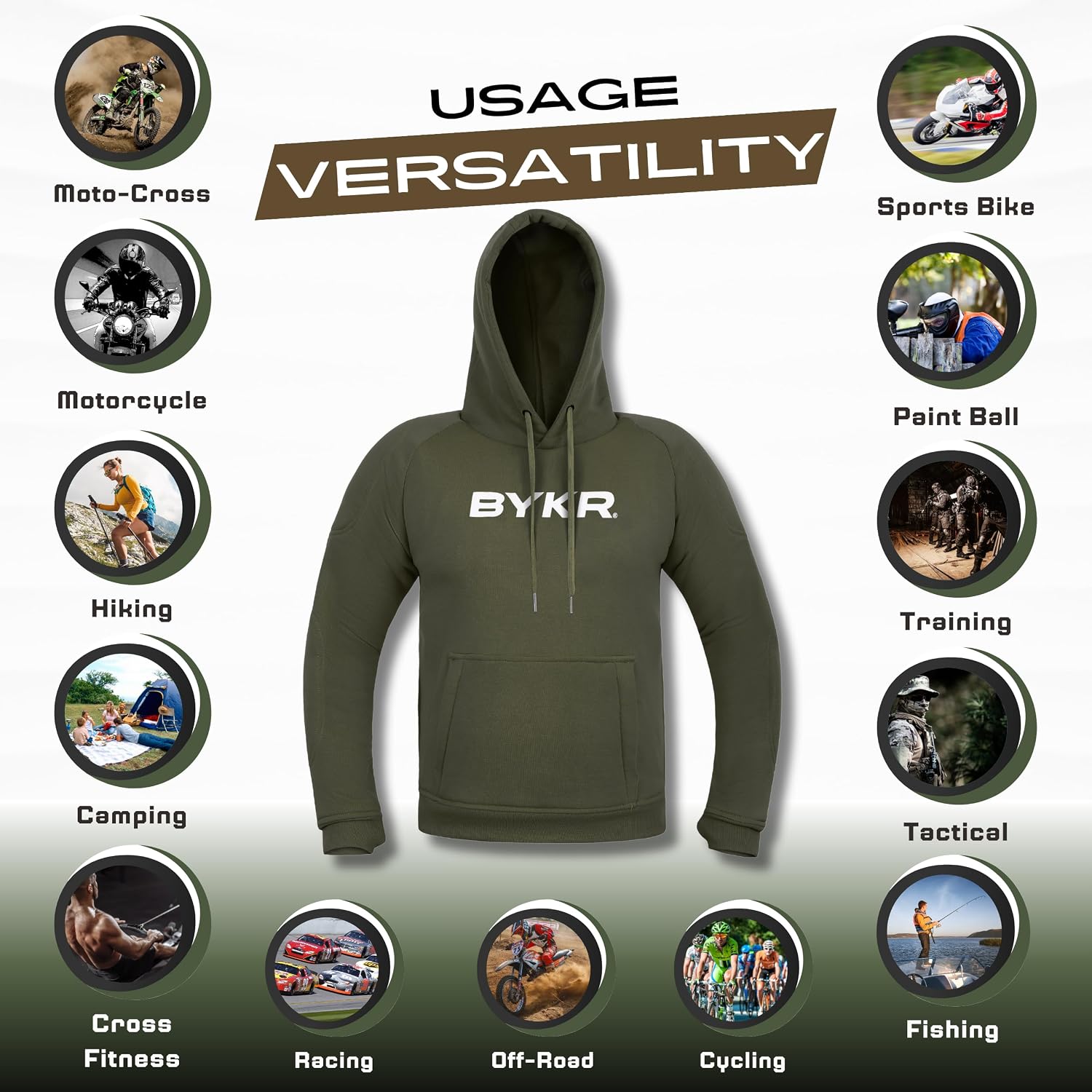 Motorcycle Hoodie for Men & Women Biker Motorcycle Jackets Breathable Motorbike Riding Sweatshirt All Weather CE Armored