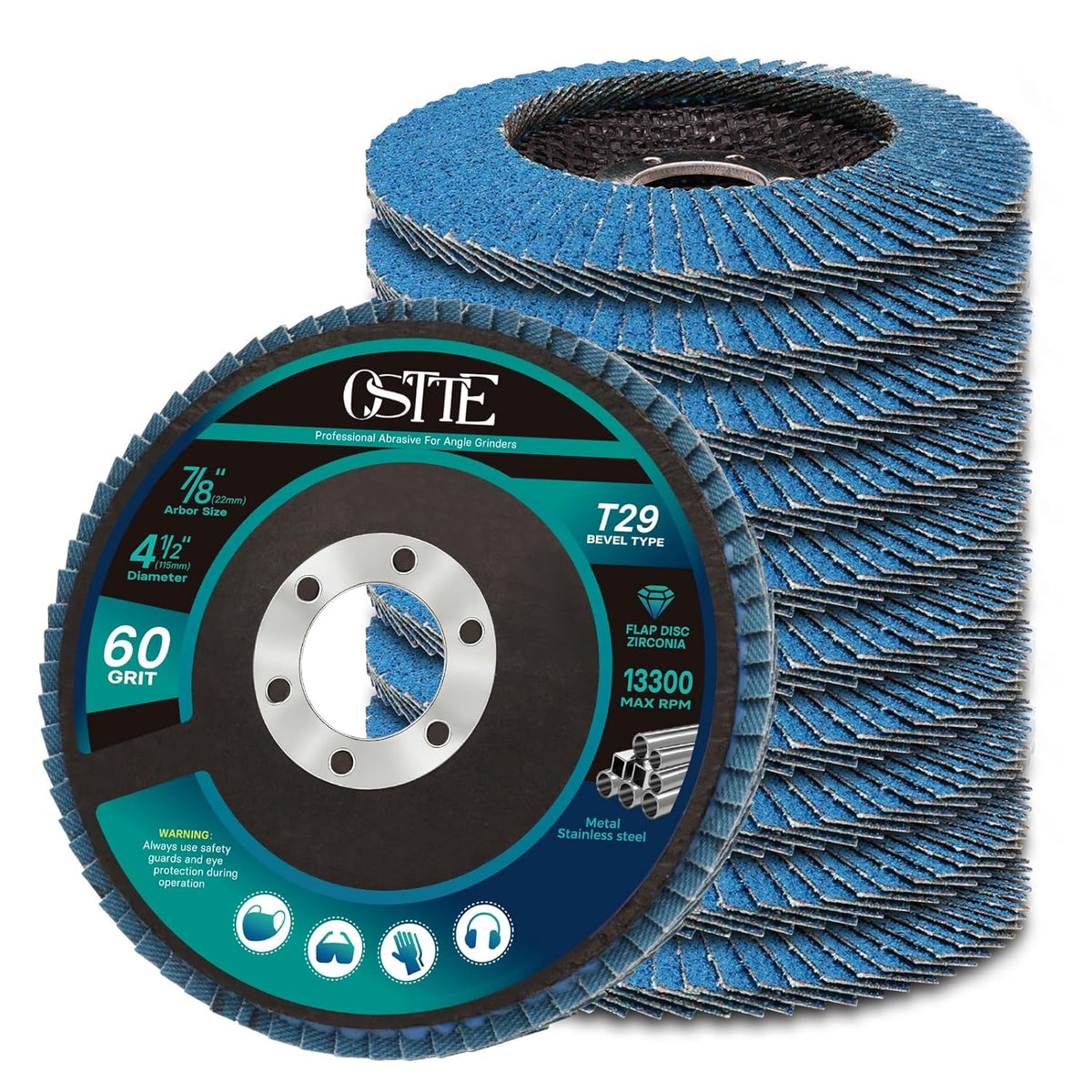 10 Pack Flap Discs 4-1/2" for Angle Grinder 60 Grit