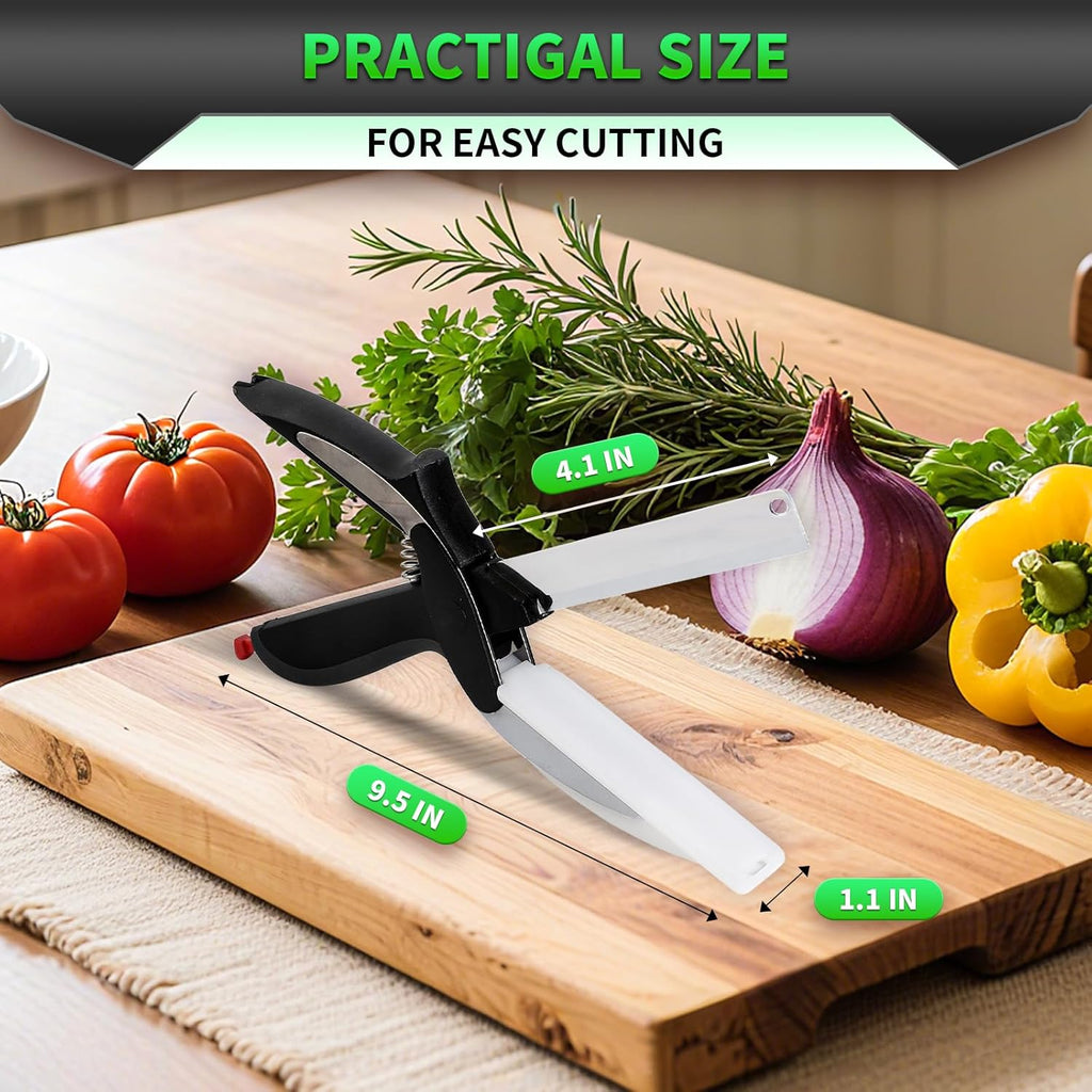 DZ Duozhan Food Cutting Scissors with Built-in Chopping Board - Premium Stainless Steel Kitchen Shears for Vegetables
