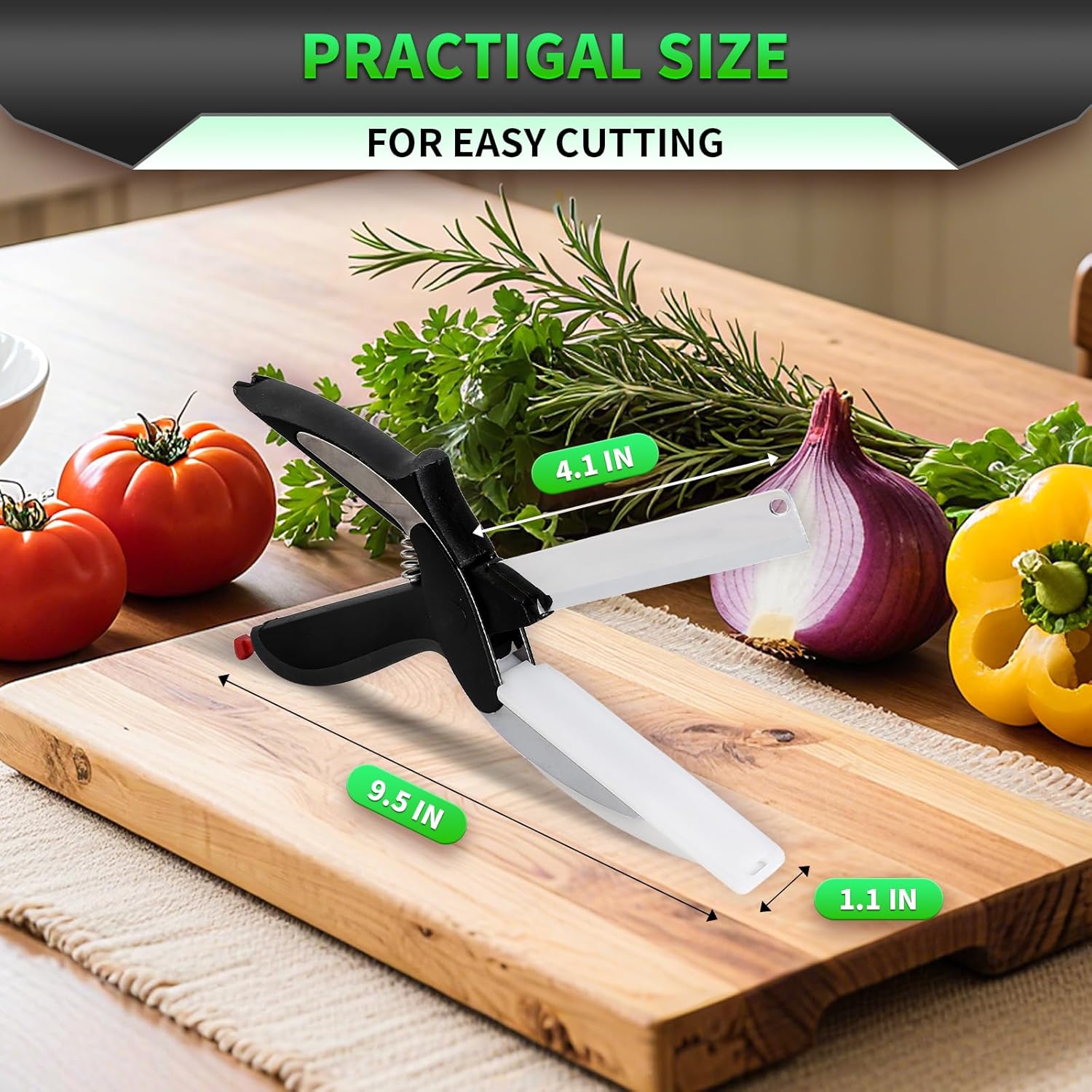 DZ Duozhan Food Cutting Scissors with Built-in Chopping Board - Premium Stainless Steel Kitchen Shears for Vegetables