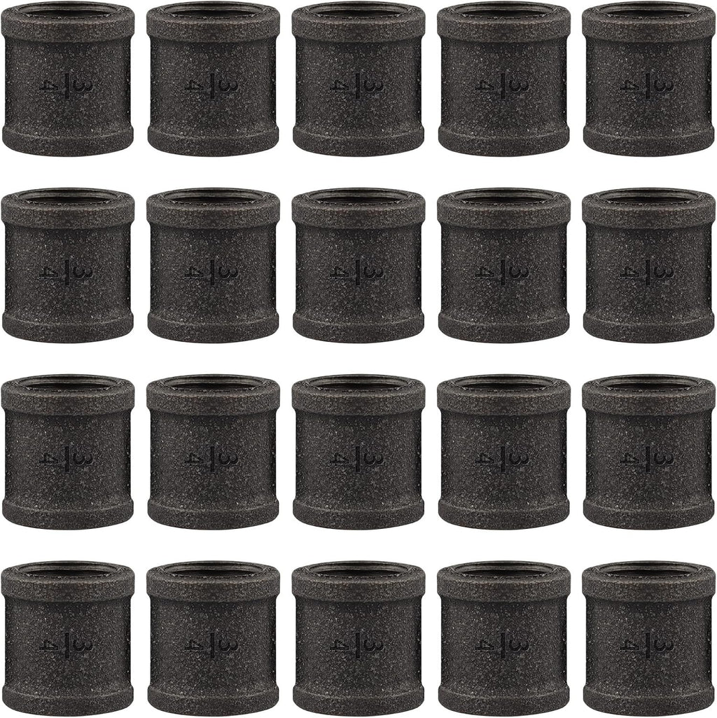 20 Pack 3/4 Inch Malleable Cast Iron Pipe Couplings