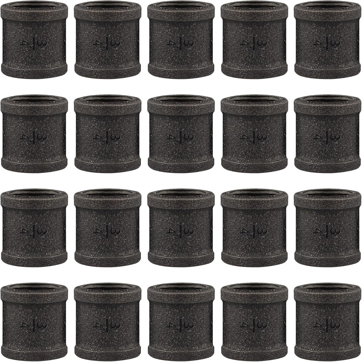 20 Pack 3/4 Inch Malleable Cast Iron Pipe Couplings