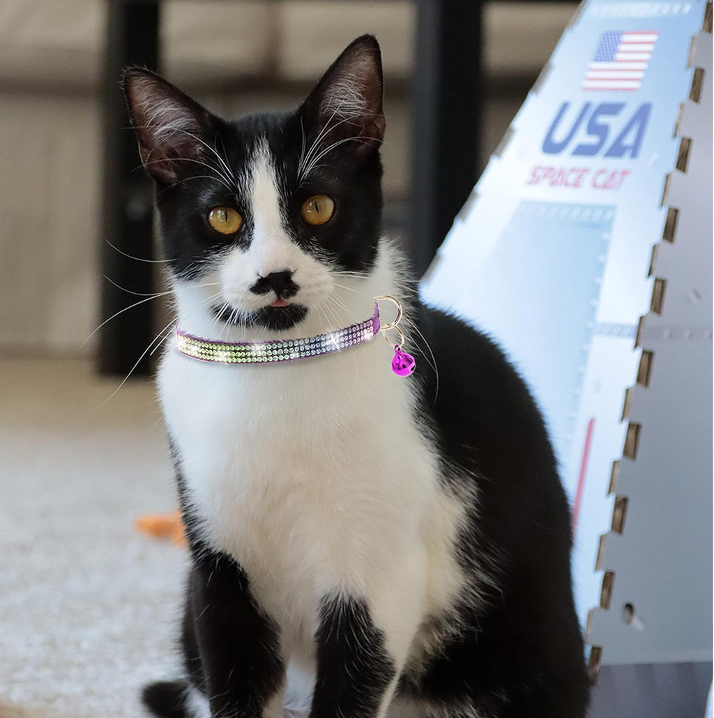 Breakaway Cat Collar with Bells, 3 Pack Rhinestone Pet Collars