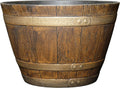 by Growscape Whiskey Barrel Planters, Wooden Finish Flower Planter Pot, Decorative Garden Pots, Indoor Outdoor Resin