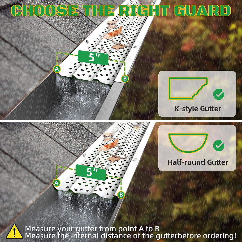 Gutter Guards 5 Inch, Aluminum Leaf Filter Rain Gutter Covers with Screws Included, 16 PCS 54FT DIY Gutter Protection