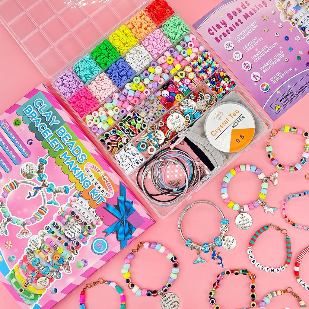 Girls Toys Bracelet Making Kit -3400pcs Charm Jewelry Making Kit Supplies,Unicorn/Mermaid Crafts Birthday Christmas