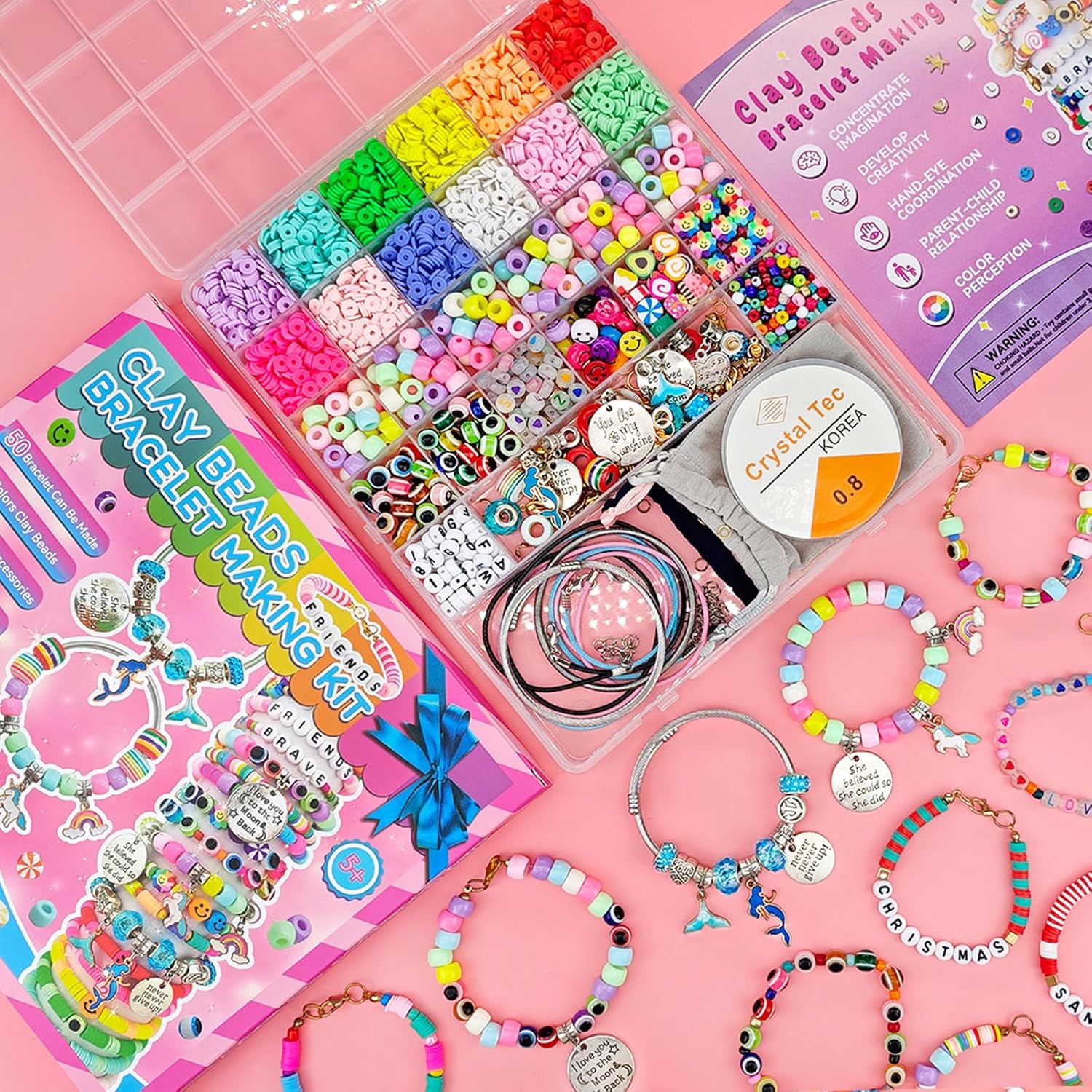 Girls Toys Bracelet Making Kit -3400pcs Charm Jewelry Making Kit Supplies,Unicorn/Mermaid Crafts Birthday Christmas