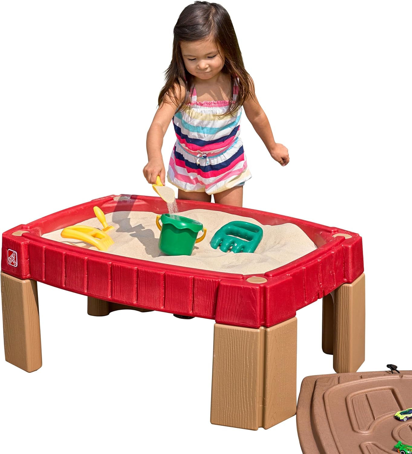 Step2 Naturally Playful Sand Table, Kids Sand Activity Sensory Table, 5 Piece Accessory Kit, Toddler Summer Outdoor