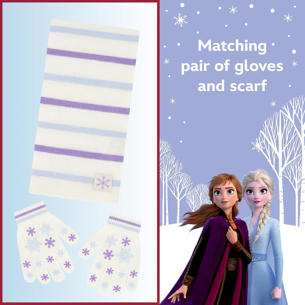 Disney Winter Hat, Scarf, and Kids Gloves Or Toddlers Mittens, Frozen Elsa and Anna Baby Beanie for Girls