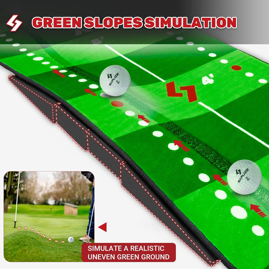 Golf Putting Mat, Visible Trajectory Tracing, Multiple Training Modes, with Putting Alignment Mirror and Adjustable