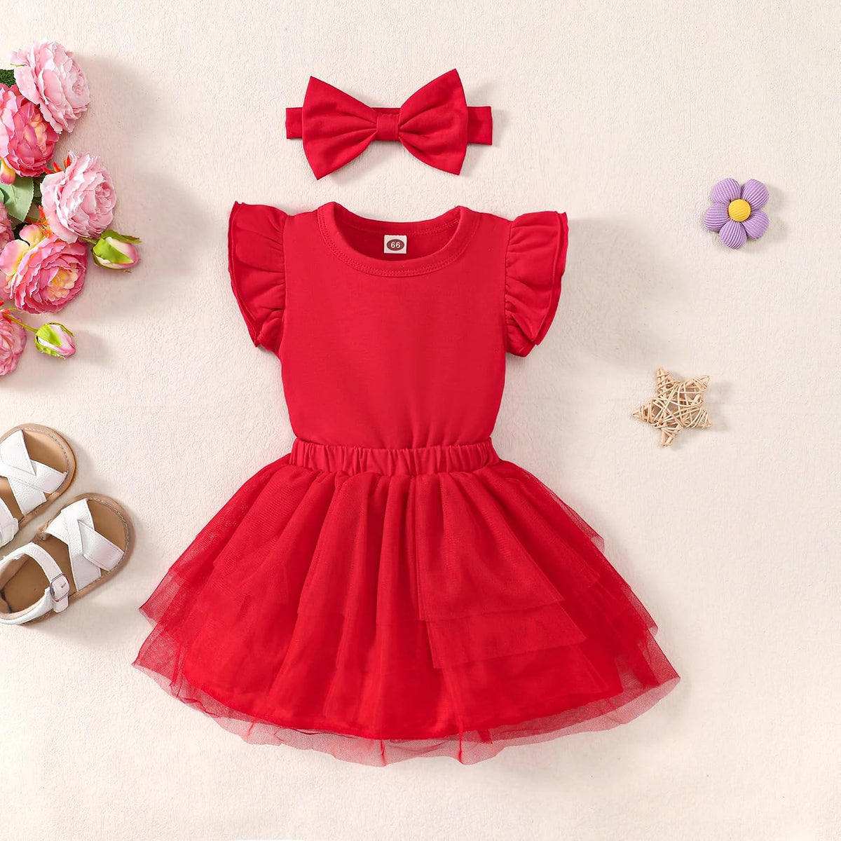 Baby Girl Sleeveless Tutu Romper Dress Set 0-18M
