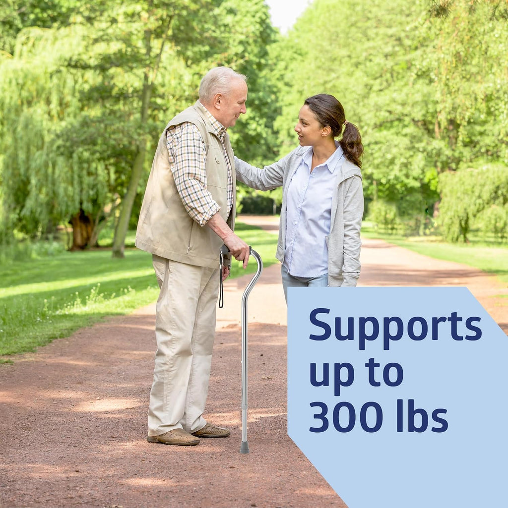 Aluminum-Chrome Offset Walking Cane, Adjusts 29–38” & Supports Up to 300 Lbs. — Mobility Aid Provides Balance for