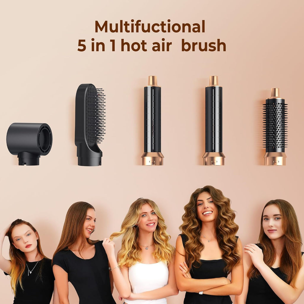 5 in 1 Blow Dryer Brush Set, Detachable Hot Air Styler & Hair Dryer Brush for Women, Negative Ion Blowout Brush with