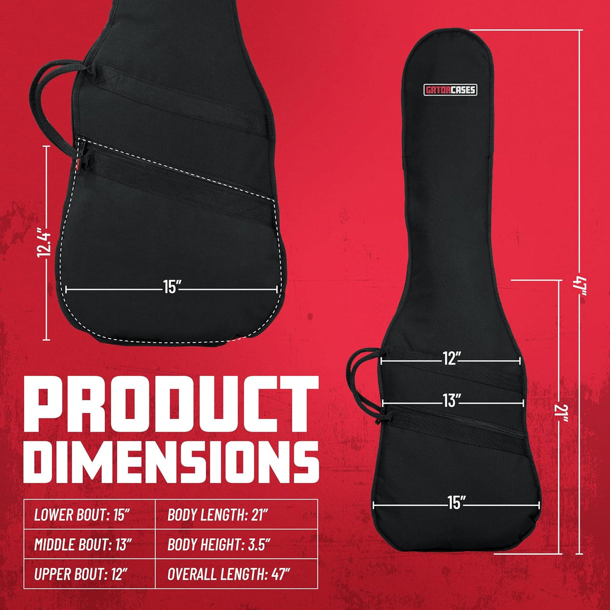 Cases Foam Padded Bass Guitar Gig Bag, Fits Jazz and Precision Style Bass Guitars up to 46.5" in Length (GBE-BASS) |