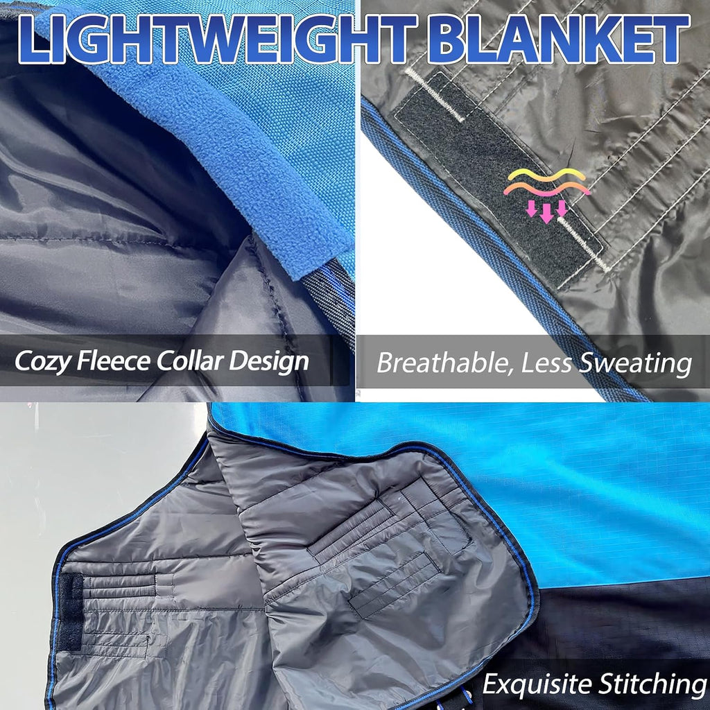 1200D Fall Horse Turnout Sheet (0g No Fill) Horse Blanket,Blue Black 66''