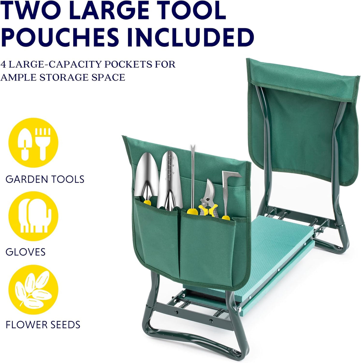 Garden Kneeler and Seat Foldable Kneeling Bench with Sturdy Soft EVA Foam Pad for Outdoor, Fishing, Camping, 2 Tool
