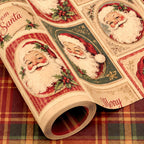 Vintage Santa Christmas Wrapping Paper Rolls,Brown Gift Wrap