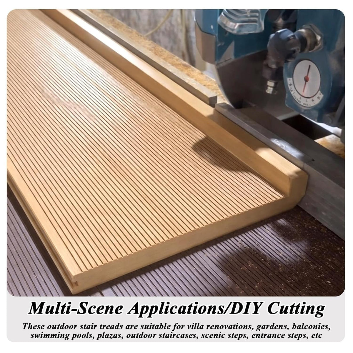 Wood Outdoor Stair Treads Non Slip with Nose Profile for Stair Remodel